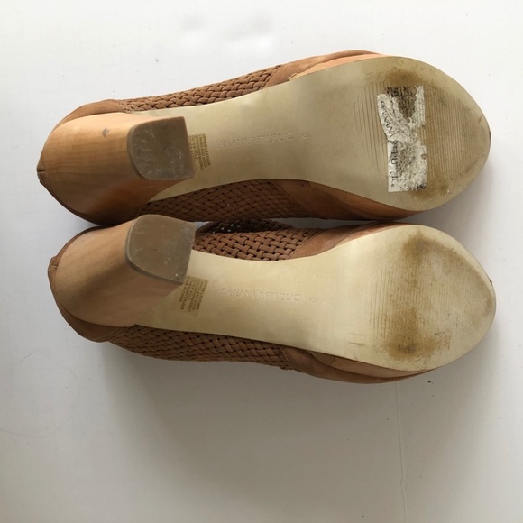 Banana Republic High Heels suede - size 9 - camel - mesh - open toe - wo… - Picture 2 of 8